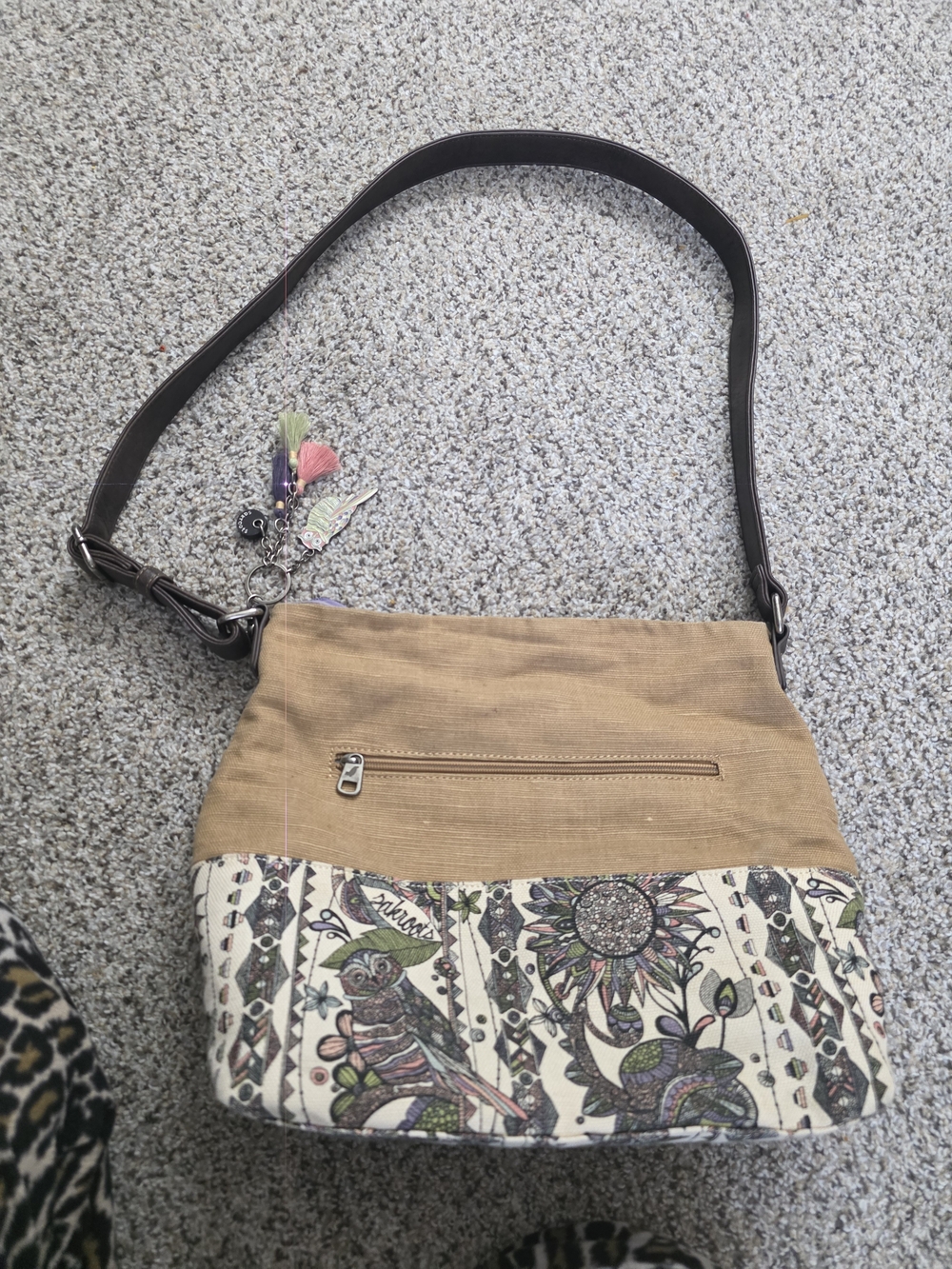 Sakroots Two-Tone Brown and Patterned Crossbody Shoulder Bag
